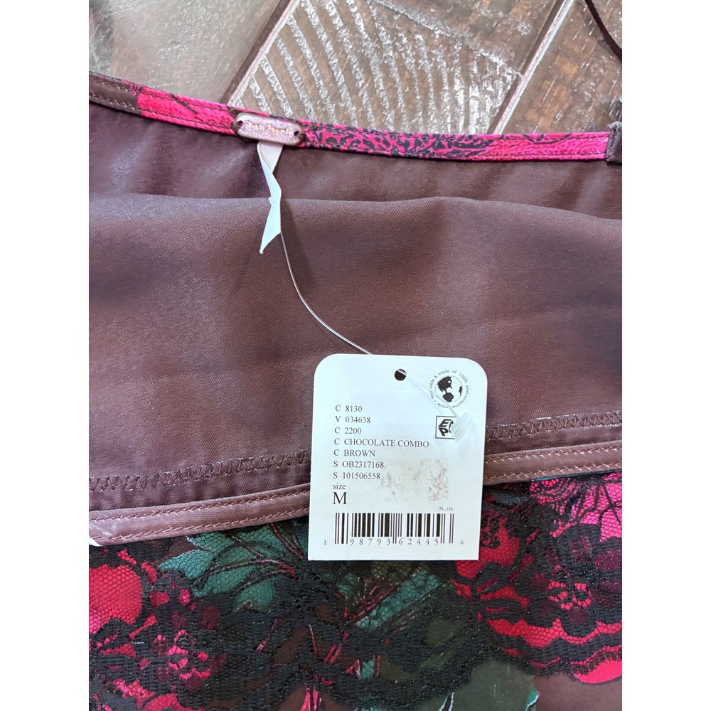 Free People Midnight Garden 2-Piece Set Satin Floral Cami Midi Skirt Brown M NEW - Picture 8 of 12
